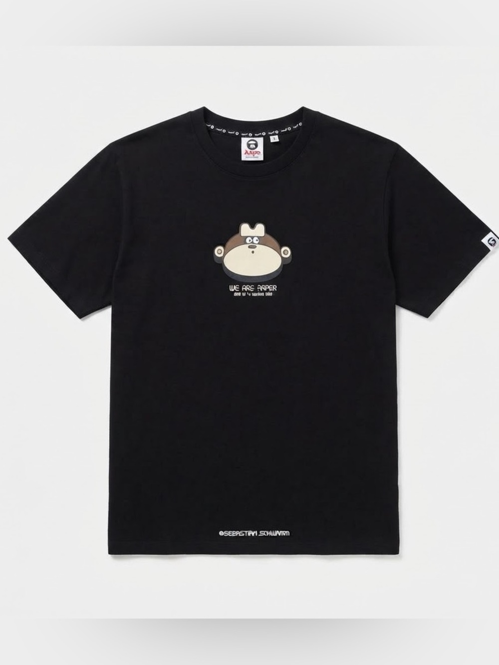 Bape Black Short Sleeve Tee with Graphic